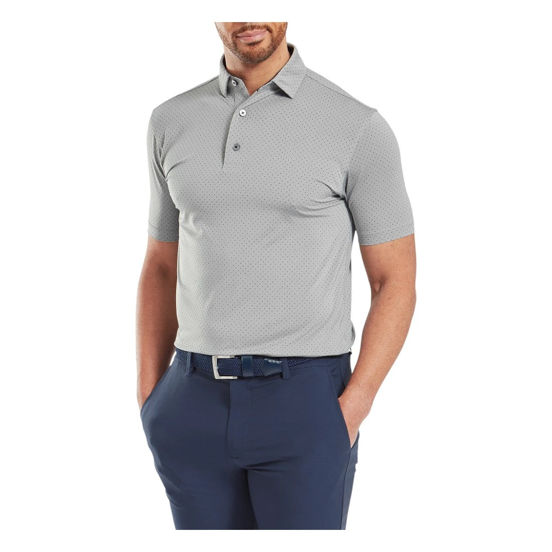 FootJoy Stretch Lisle Dot Print Golf Polo Shirt 34126 5 FootJoy Stretch Lisle Dot Print Golf Polo Shirt 34126 - Image 3