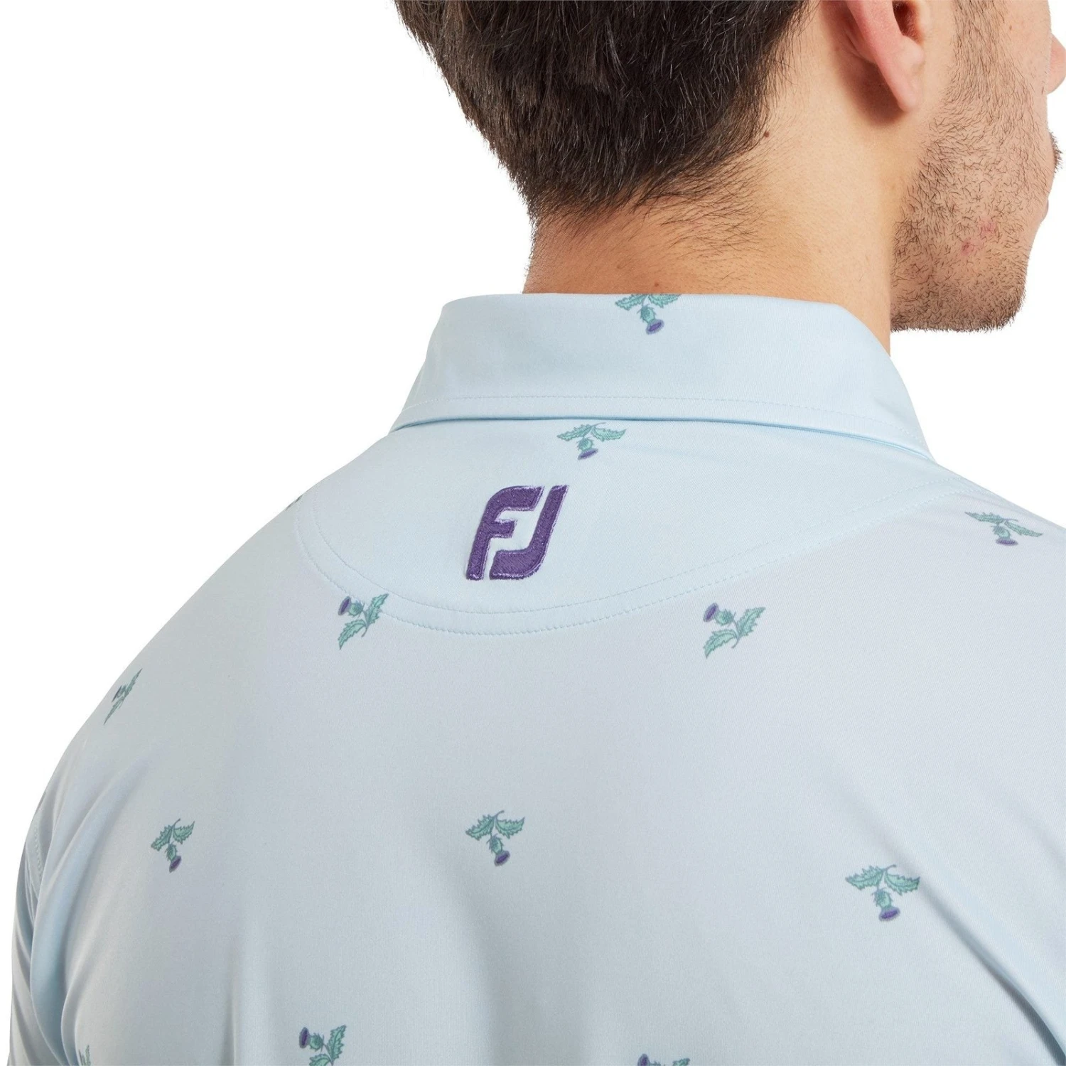 FootJoy Thistle Print Lisle Golf Polo Shirt 80889 5 FootJoy Thistle Print Lisle Golf Polo Shirt 80889 - Image 3