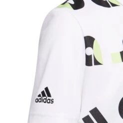 Junior Adidas Graphic Print Golf Polo Shirt HC0251 -Clarkes Golf Store HC0251 4 APPAREL Photography DetailView1 white