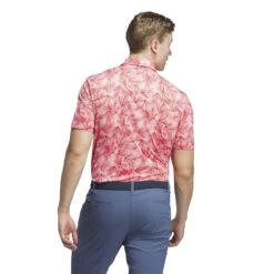 Adidas Ultimate365 Mesh Print Golf Polo Shirt IW1408 -Clarkes Golf Store IW1408 5 APPAREL OnModel BackView white