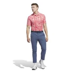 Adidas Ultimate365 Mesh Print Golf Polo Shirt IW1408 -Clarkes Golf Store IW1408 7 APPAREL OnModel StandardOutfitView white