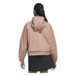 Adidas Ladies Beyond Full-Zip Golf Hoodie JE7362 -Clarkes Golf Store JE7362 4 APPAREL On Model Back View white Photoroom