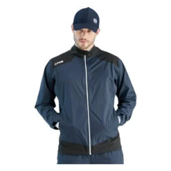 Ping Aquadrive Waterproof Golf Jacket P03757 -Clarkes Golf Store imgi 9 aquadrive golf waterproof jacket oxford blue black mens lifestyle front p03757